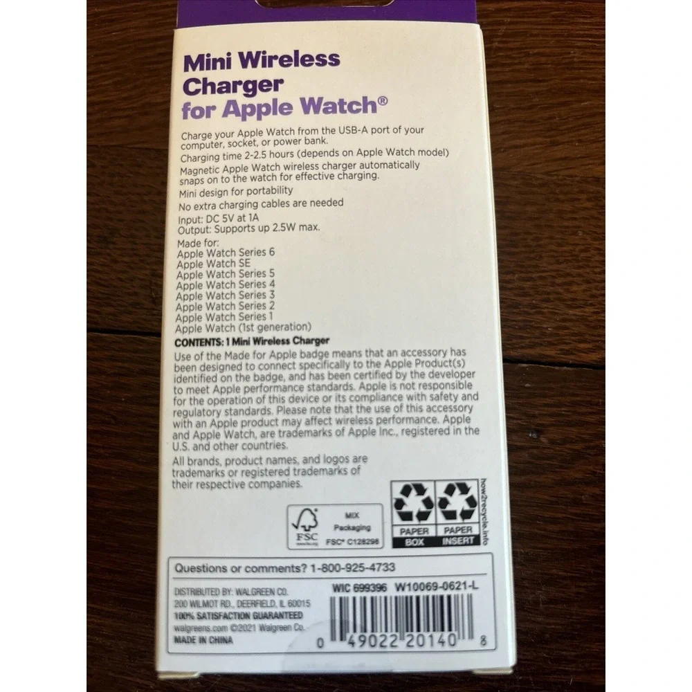 Infinitive Mini Wireless Charger for Apple Watch White For Watch Series (1-6)&SE